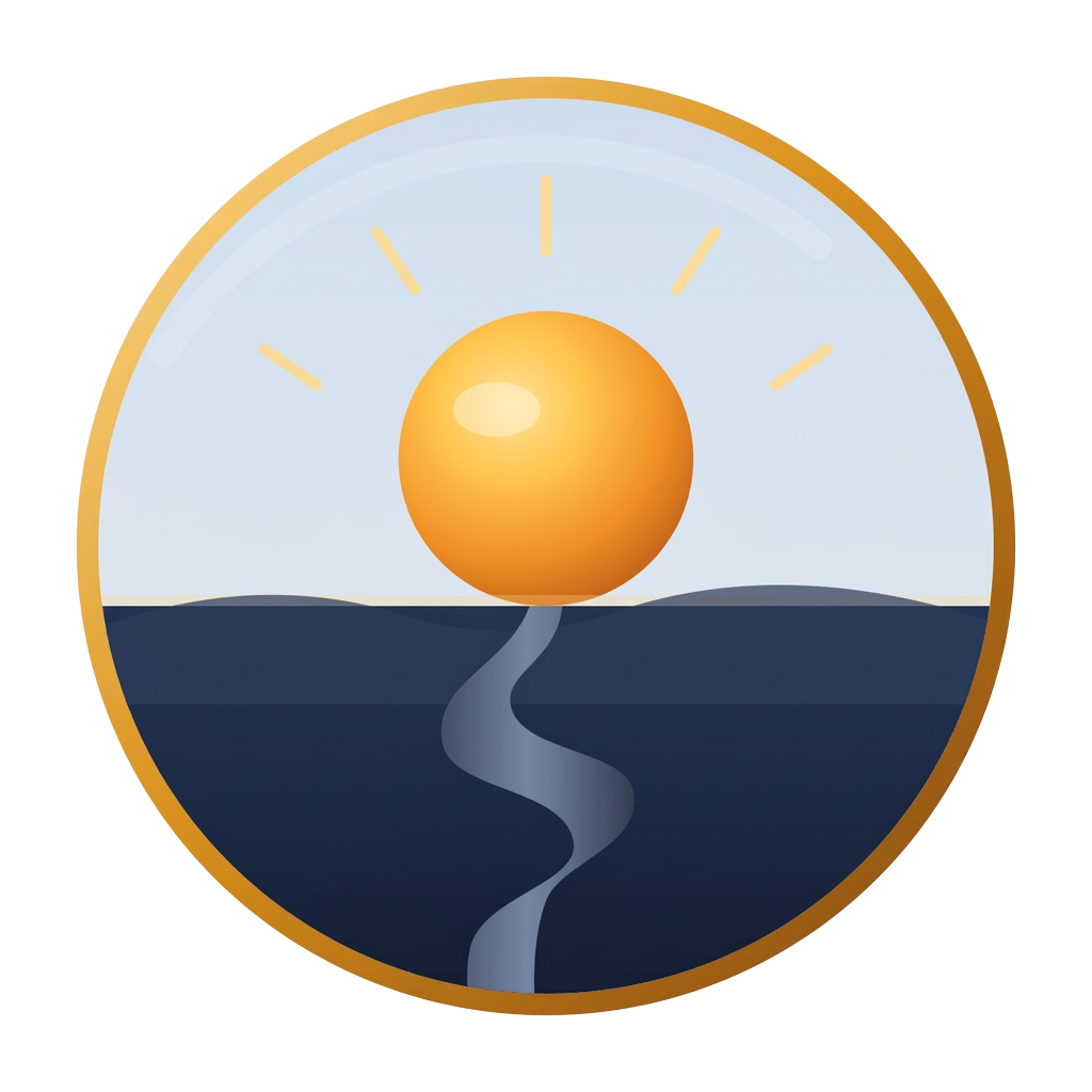 SunPath Web Design emblem — a sun rising over a winding path